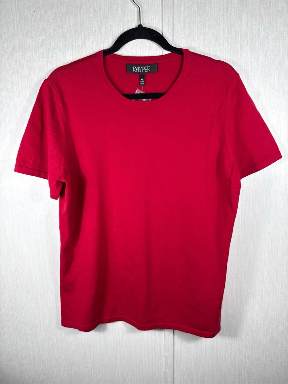 NWT Vintage 90's XL Kasper Red Soft Short Sleeve Light Silk Blend Sweater